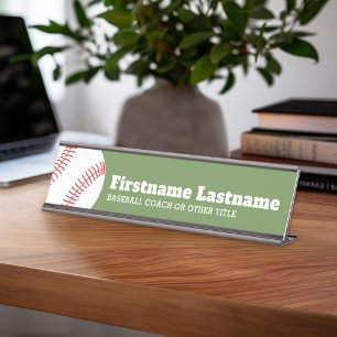 Baseballtrainer oder Lehrer - Moderner Zeichn Schreibtischnamensplakette