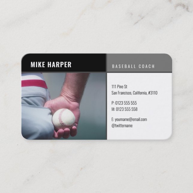 Baseballtrainer | Player Foto Visitenkarte (Vorderseite)