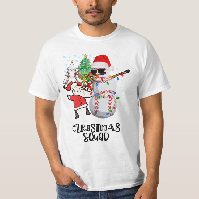 Baseballweihnachtskugel mit dem Weihnachtsmann Sno T-Shirt (Vorderseite)