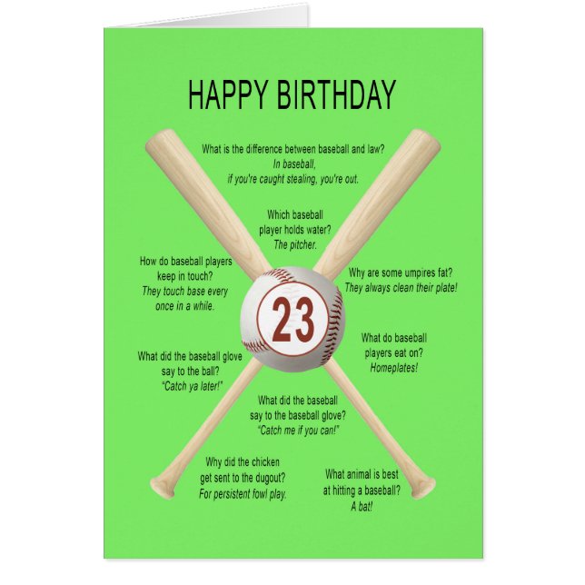 Baseballwitze zum 23. Geburtstag (Vorne)