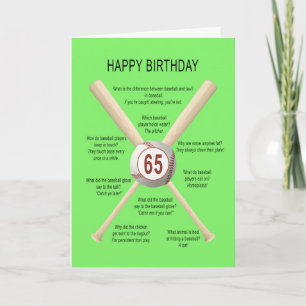 Baseballwitze zum 65. Geburtstag Karte