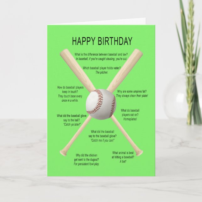 Baseballwitze zum Geburtstag Karte (Vorderseite)