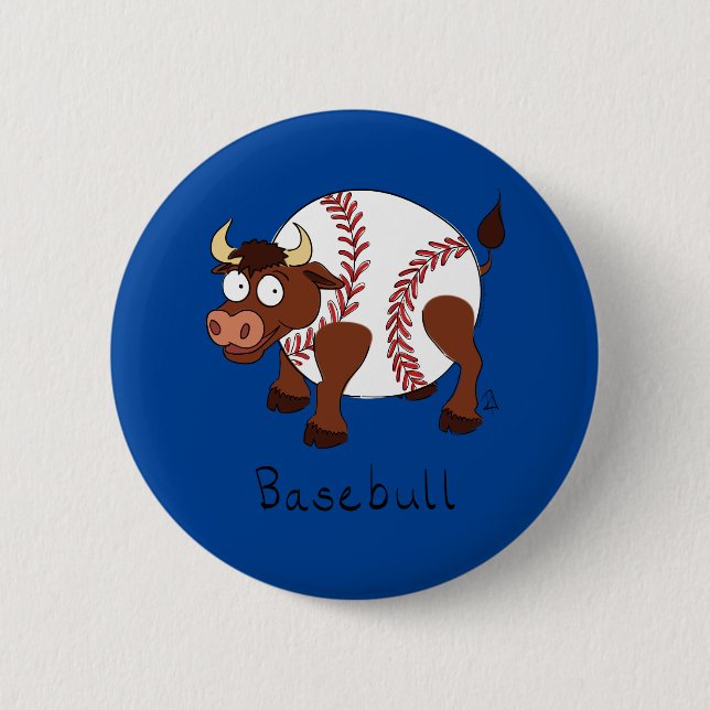 Basebull Funny Baseball Bull Button Button (Vorderseite)
