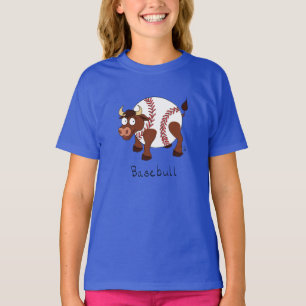 Basebull Funny Baseball Bull Kid's Girl's T - Shir T-Shirt