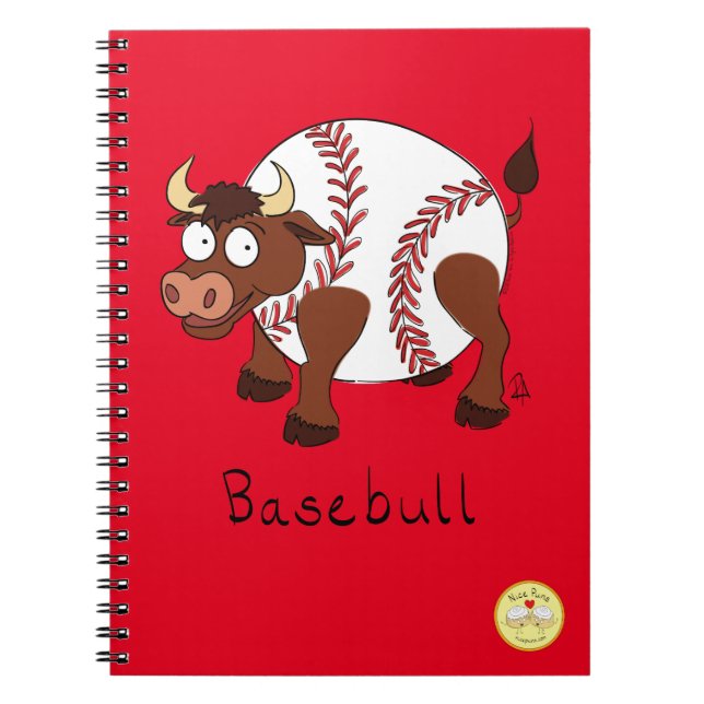 Basebull Funny Baseball Bull-Notebook Notizblock (Vorderseite)