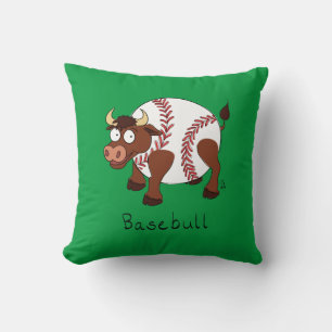 Basebull Funny Baseball Bull Pillow Kissen