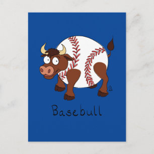 Basebull Funny Bull Baseball Postcard Postkarte