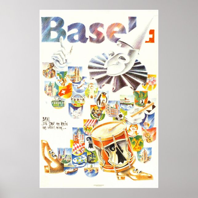 Basel, Die stadt am Rhein, Suisse, Travel Poster (Vorne)