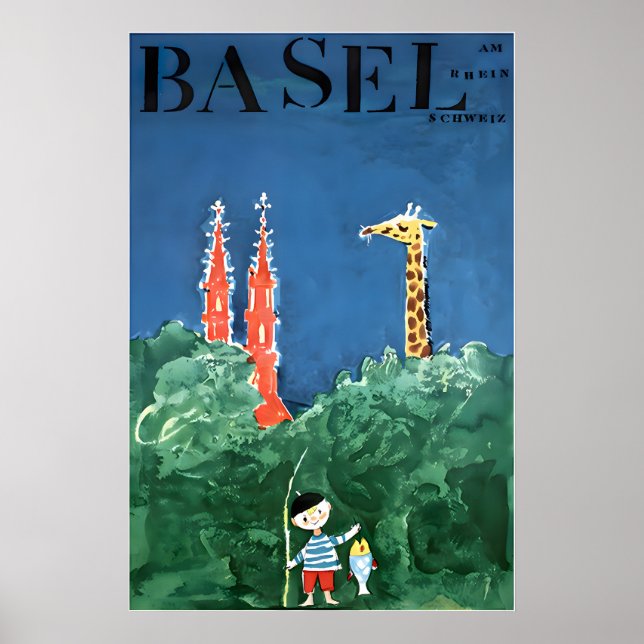 Basel Kunst Schweizer Reiseplakat Schweiz Druck Poster (Vorne)
