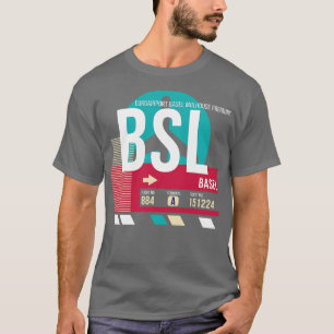Basel Schweiz BSL Flughafen-Code Gepäckanhänger T-Shirt
