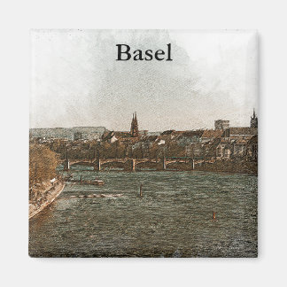 Basel , Schweiz Europa City Panorama View Magnet