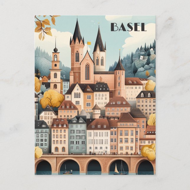 Basel Schweiz Reise Postkarte (Vorderseite)
