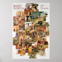 Basel. Schweiz, Stadt der Museen,Reiseplakat