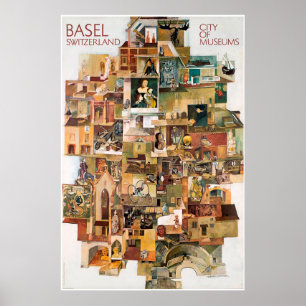 Basel. Schweiz, Stadt der Museen,Reiseplakat Poster