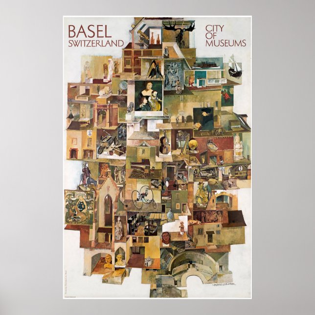 Basel. Schweiz, Stadt der Museen,Reiseplakat Poster (Vorne)