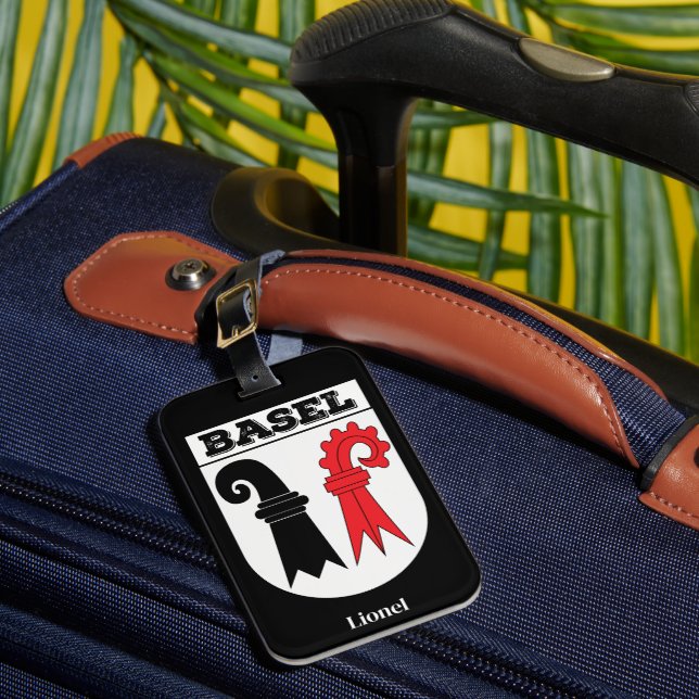 Basel, Schweiz | Wappenkleidung der Schweizer Kant Gepäckanhänger (Vorderseite Insitu 1)