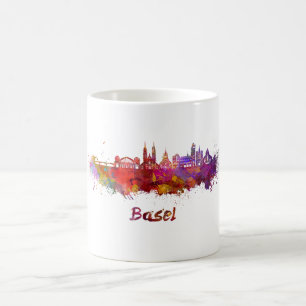 Basel skyline im Watercolor Tasse