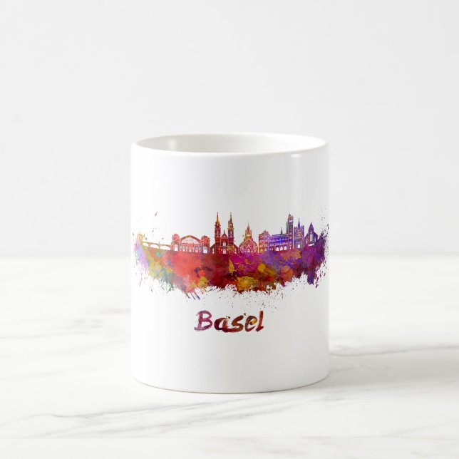 Basel skyline im Watercolor Tasse (Mittel)