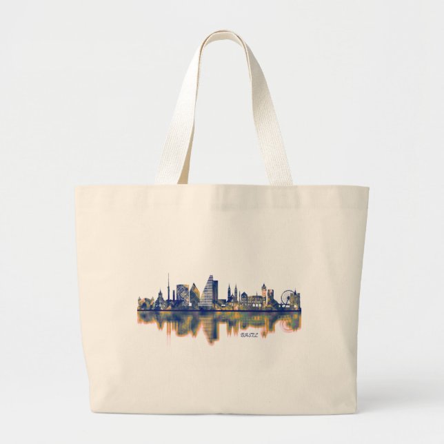 Basel Skyline Jumbo Stoffbeutel (Vorne)