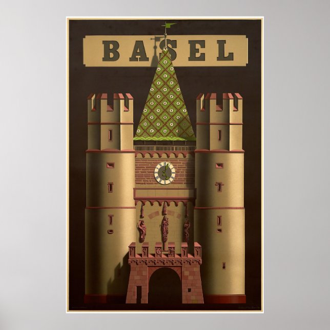Basel, Suisse, Spalentor, Reiseplakat Poster (Vorne)
