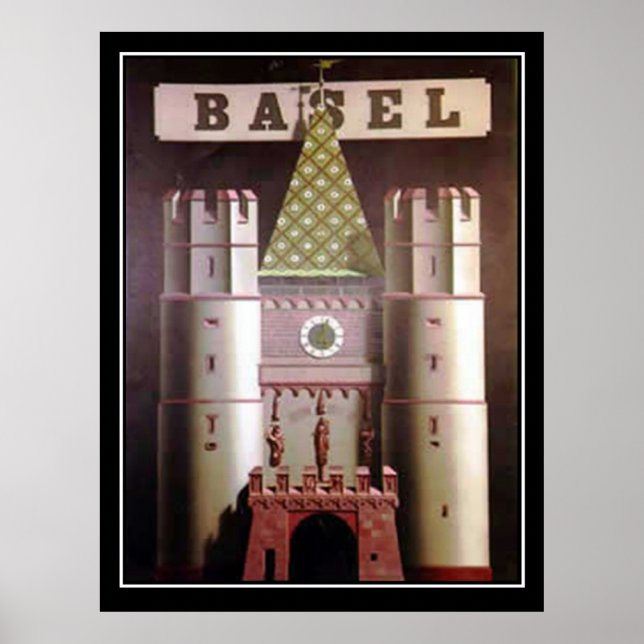 Basel Switzerland Vintage Travel Poster (Vorne)