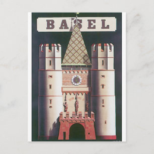 Basel Vintage-Reiseposter Postkarte