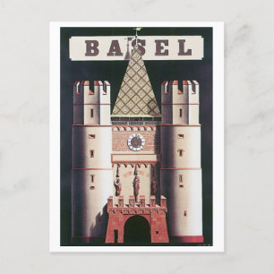 Basel Vintage Travel Poster Postkarte