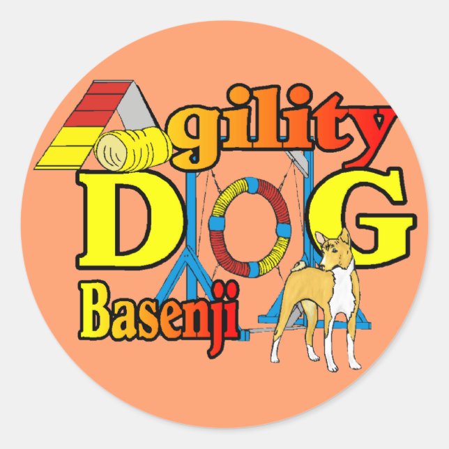 Basenji_Agility.png Runder Aufkleber (Vorderseite)