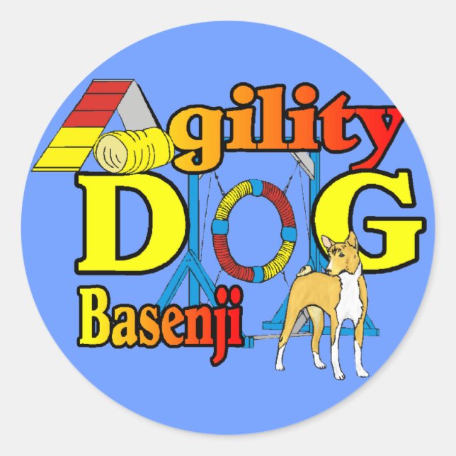Basenji_Agility.png Runder Aufkleber (Vorderseite)
