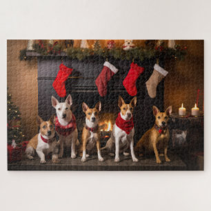 Basenji am Kamin Weihnachten Puzzle