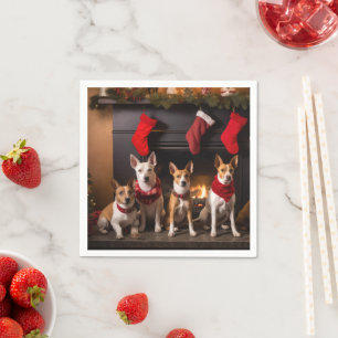Basenji am Kamin Weihnachten Serviette