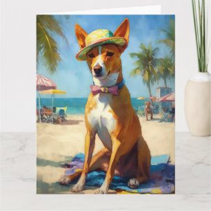 Basenji am Strand, Sommergeschenk für Hunde-Liebha Karte