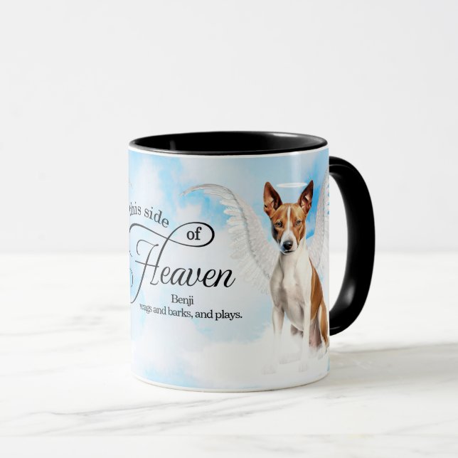 Basenji Angel Dog Heaven Personalized Memorial Tasse (VorderseiteRechts)