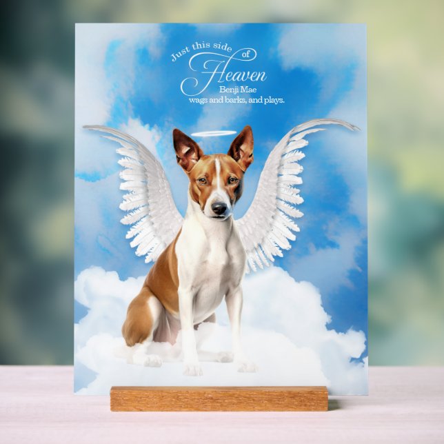Basenji Angel Dog Name Pet Memorial Acrylschild (Neutral)