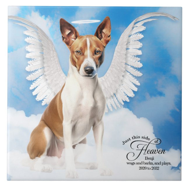 Basenji Angel Dog Personalisiertes Haustier Memori Fliese (Vorderseite)