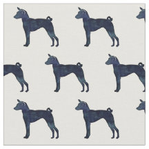 Basenji Black Watercolor Silhouette Tiled Fabric