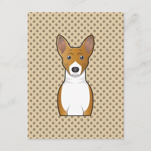 Basenji Cartoon Portrait Postkarte (Vorderseite)