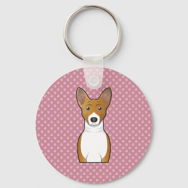 Basenji-Cartoon Schlüsselanhänger (Vorderseite)