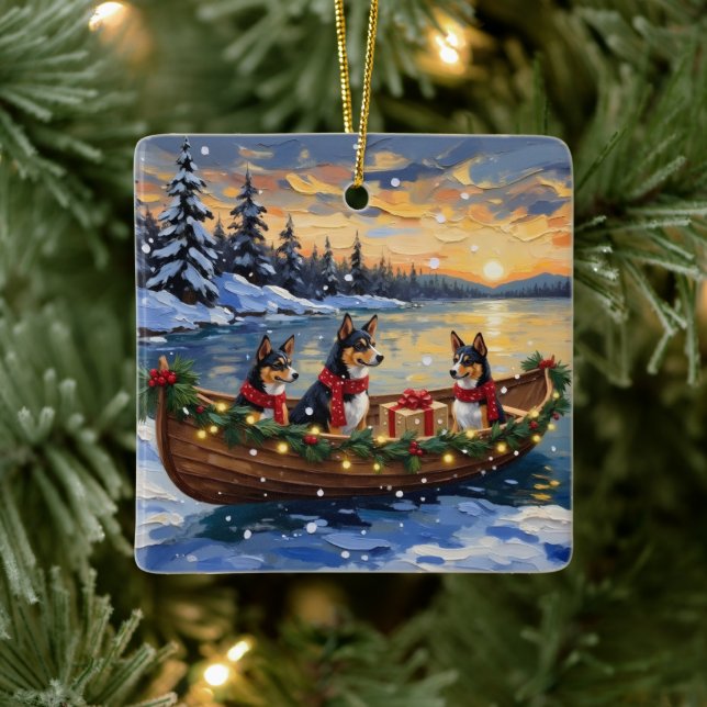Basenji Christmas Boat Holiday Keramikornament (Baum)