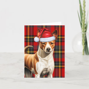 Basenji Christmas Dog Red Green Karierte Weihnacht Feiertagskarte