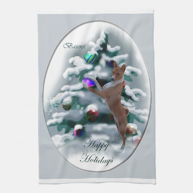 Basenji Christmas Geschirrtuch (Vertikal)