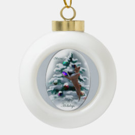 Basenji Christmas Keramik Kugel-Ornament