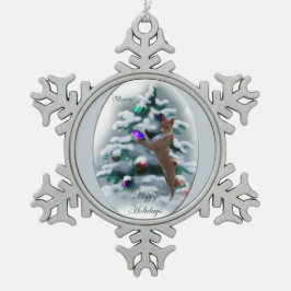 Basenji Christmas Schneeflocken Zinn-Ornament