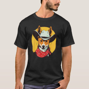 Basenji-Cowboy Lustiger Hund Wilder Westen T-Shirt