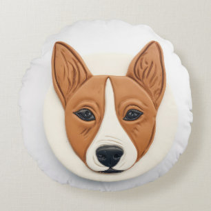 Basenji Dog 3D Inspiriert Rundes Kissen
