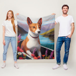 Basenji Dog auf einem Paddel: Ein Landschaftliches Fleecedecke