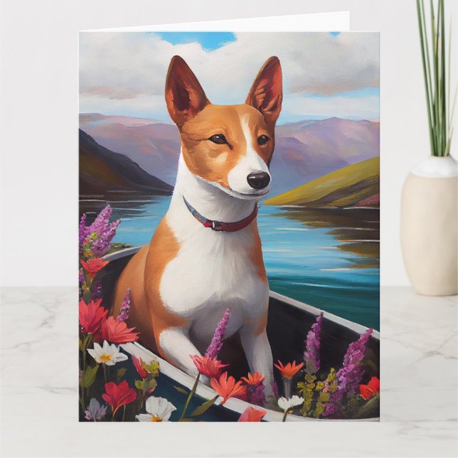 Basenji Dog auf einem Paddel: Ein Landschaftliches Karte (Vorderseite)