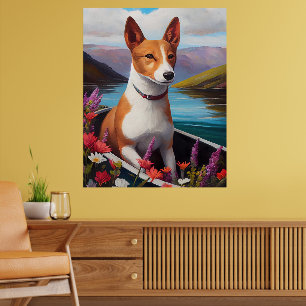 Basenji Dog auf einem Paddel: Ein Landschaftliches Poster