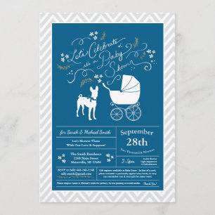 Basenji Dog Baby Shower Boy Blue Einladung