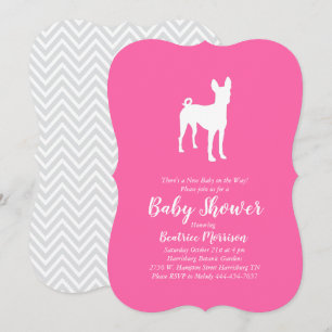 Basenji Dog Baby Shower Girl Pink Einladung